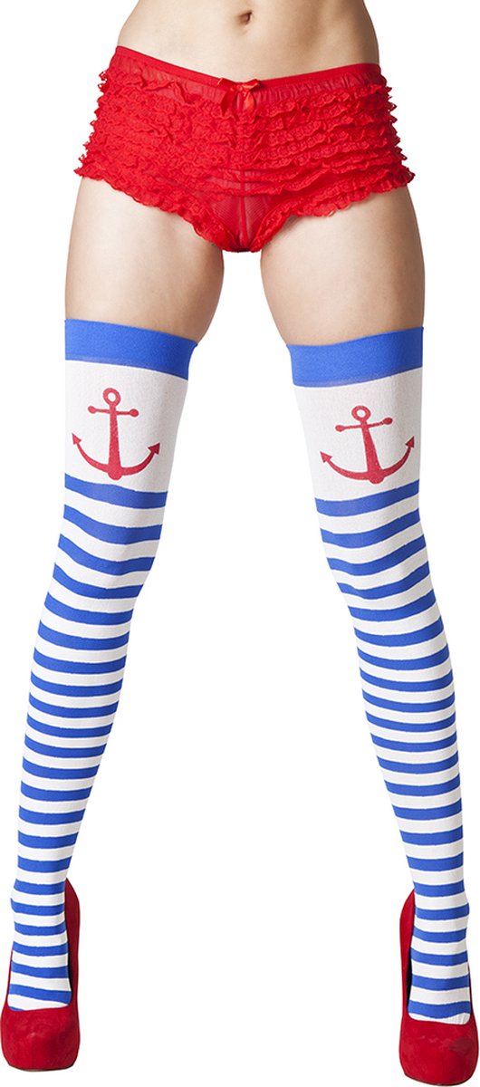 Kousen Navy Blauw Wit met Anker