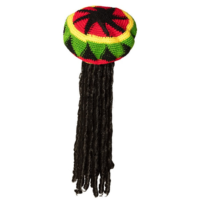 rasta hoed met haar rood geel groen