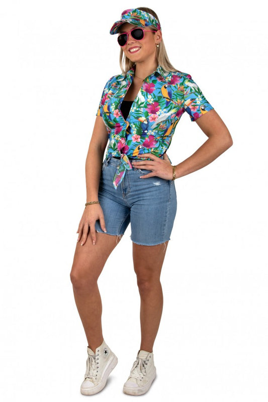 Tropical Damesblouse met gratis Zonneklep | Toppers Dames Shirt