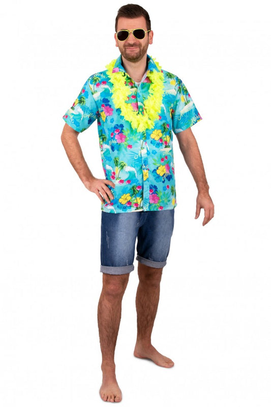 Hawaiiblouse met Tropical Print Blauw Toppers