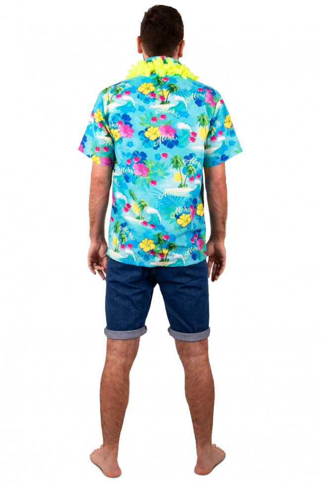 Hawaiiblouse met Tropical Print Blauw Toppers