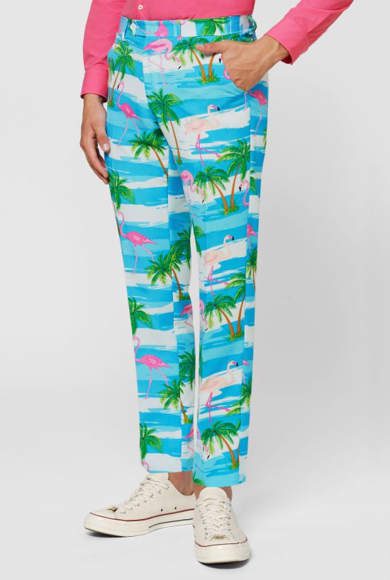 Flamingo Hawaii kostuum blauw