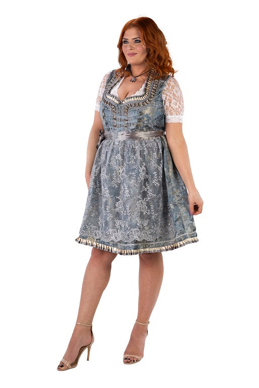 Luxe Dirndl Antiek Blauw / Zilvergrijs Luxe