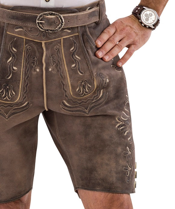 Lederhose Kort Luxe Zandbruin Geitenleer