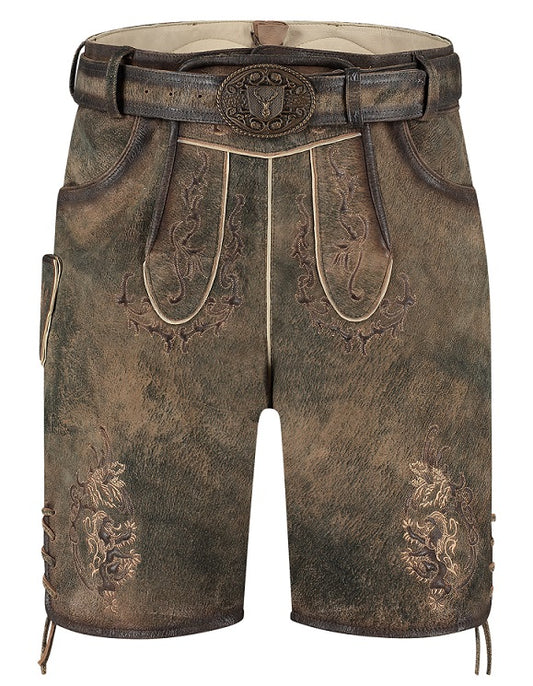 Lederhose Kort met Riem Bruin Antiek