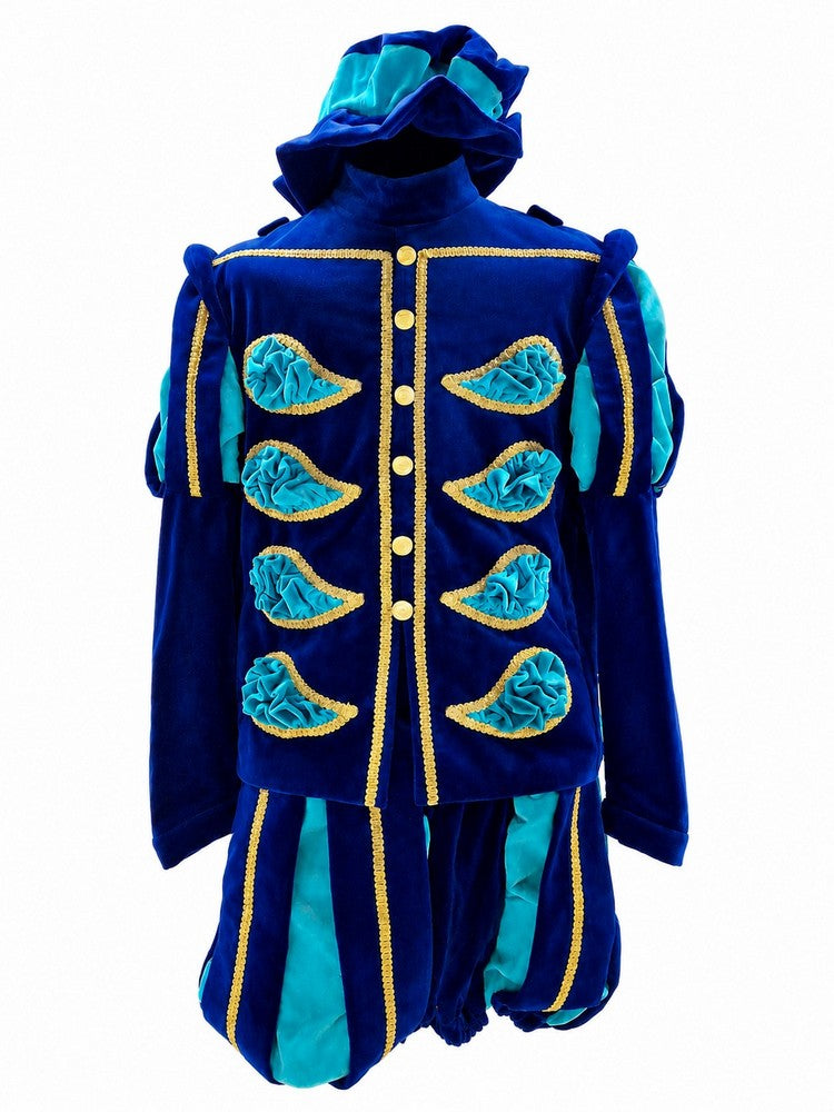 Fluweel Hoofdpietenpak Luxe Blauw-Turquoise