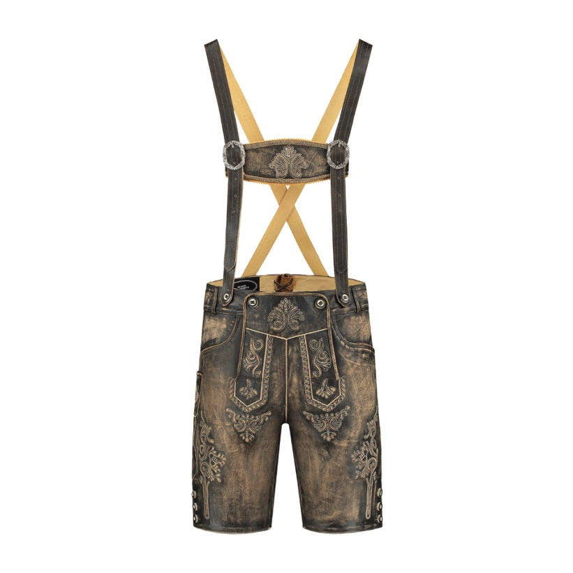 Korte Lederhose Antieklook Bruin