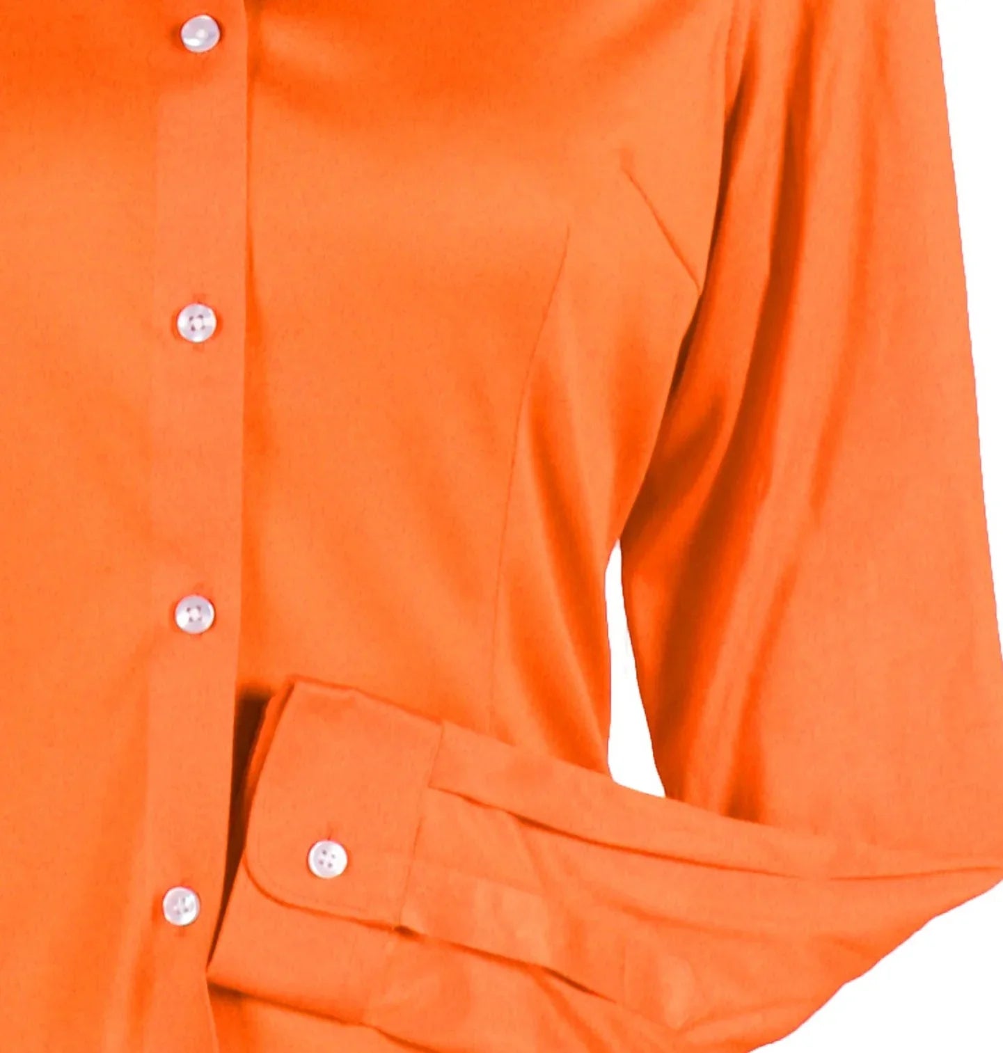 oranje damesblouse close up details