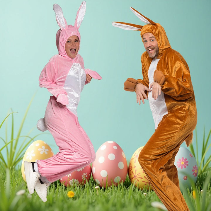 paashaas pakken bruin en roze