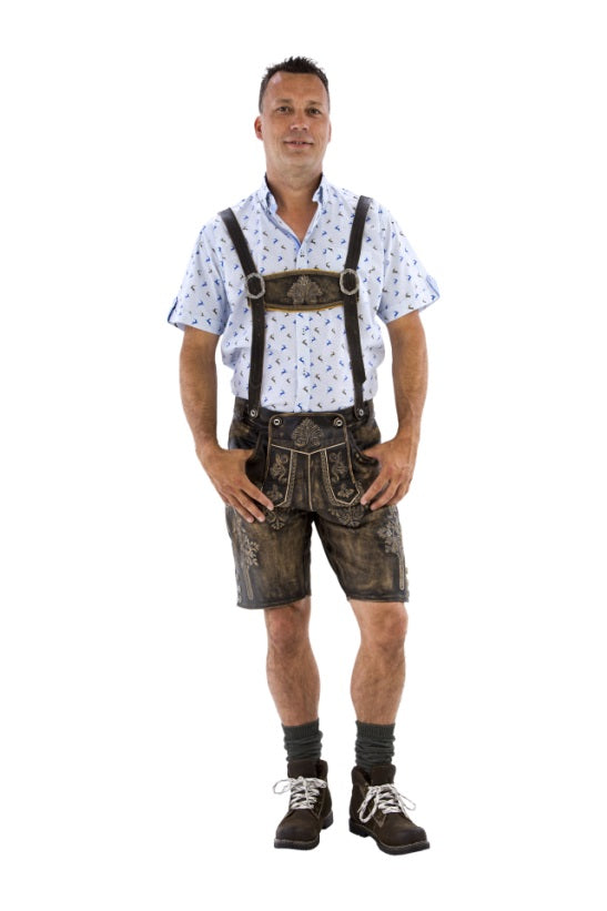 Korte Lederhose Antieklook Bruin