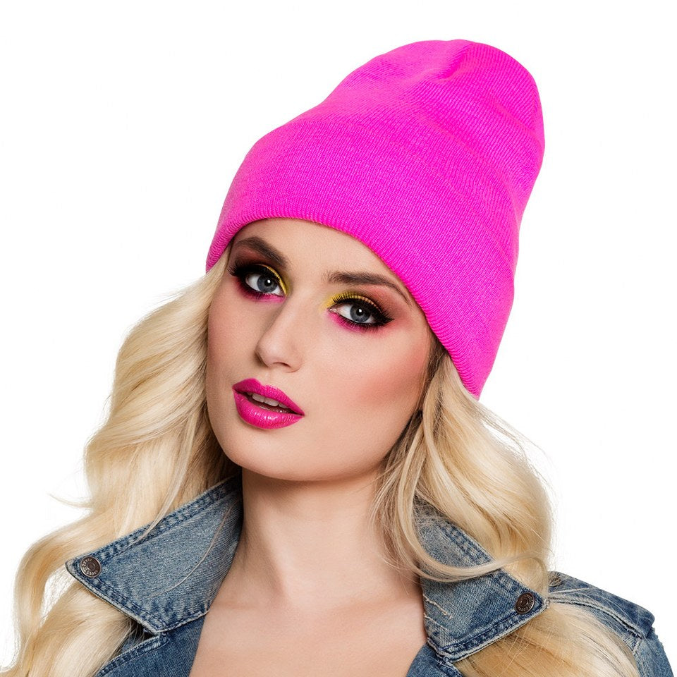 roze neon beanie