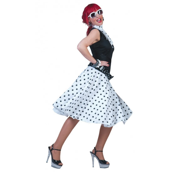 Rock & roll rok en shawl wit-zwart