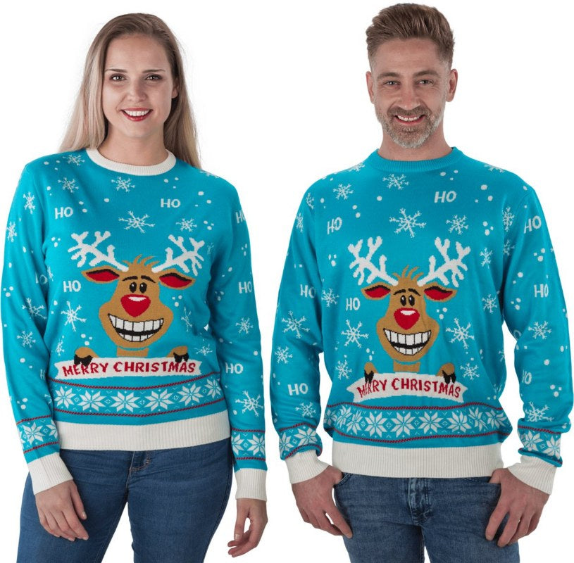 Blauwe Kersttrui dames en heren