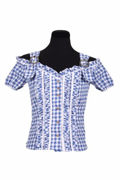 blauwe damesblouse oktoberfeest