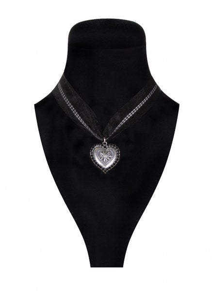 Tiroler ketting met strassrand zwart