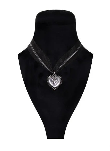 Tiroler ketting met strassrand zwart