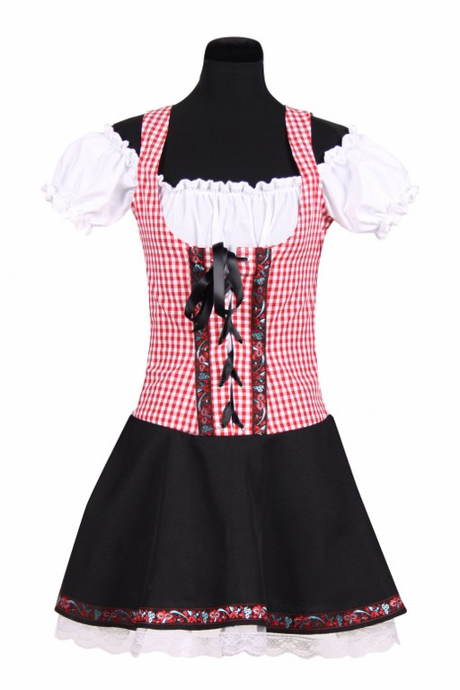 Dirndl rood zwart geblokt