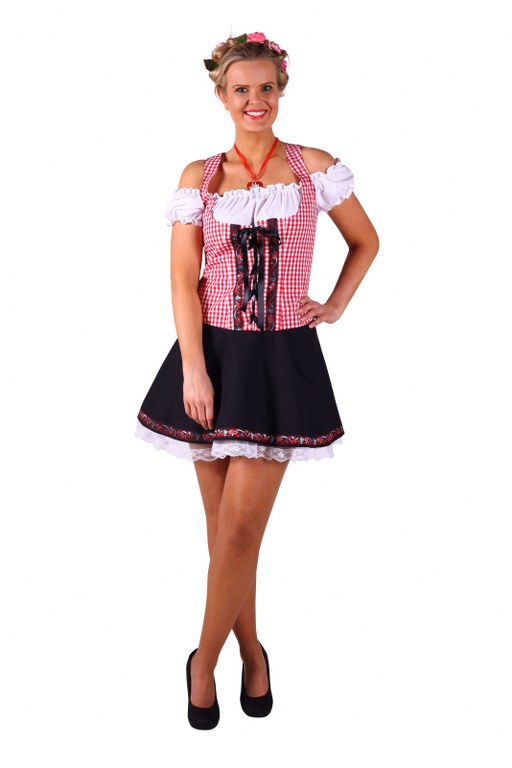 Tiroler jurkje kort rood zwart
