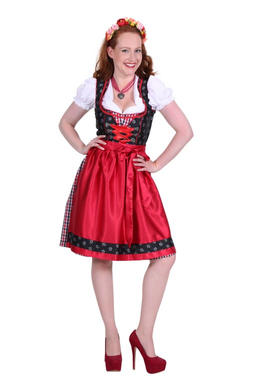 Dirndl Jurk Sarah Zwart Rood