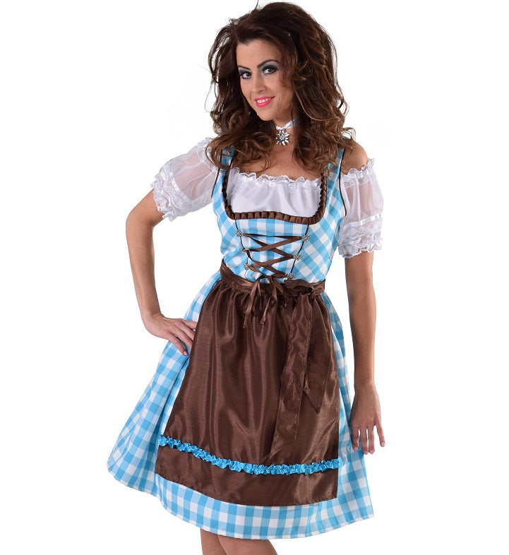 Dirndl 2 Delig Turquoise-Bruin