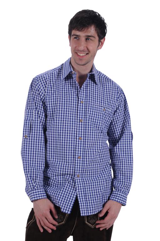 Tiroler geruite blouse blauw wit