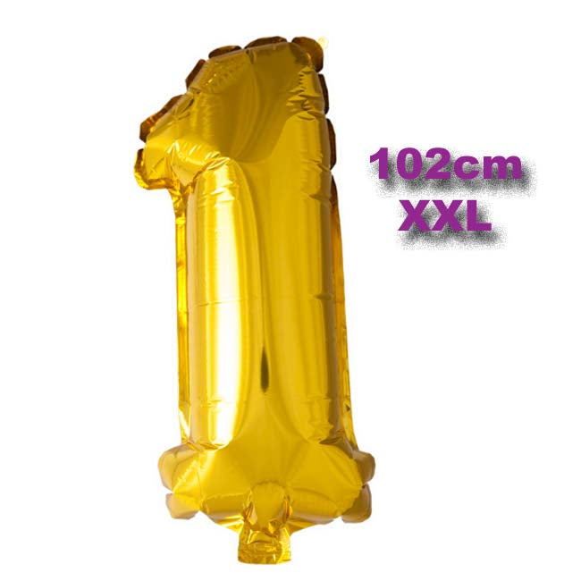 Folie Cijfer Ballon 1 Goud XXL 102cm