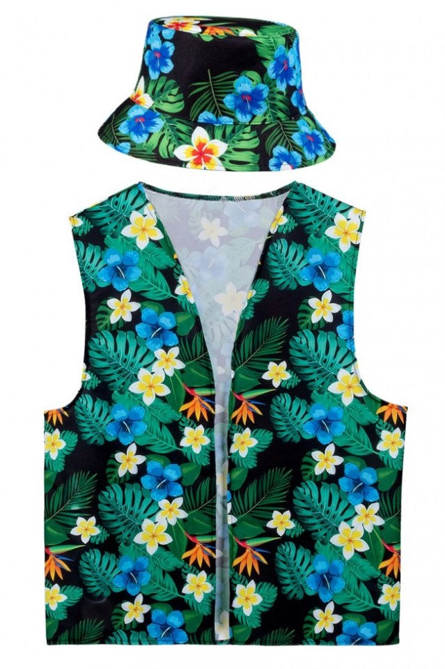 bloemen hawaii set met vissershoedje