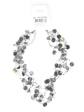 Pailletten halsketting zilver disco