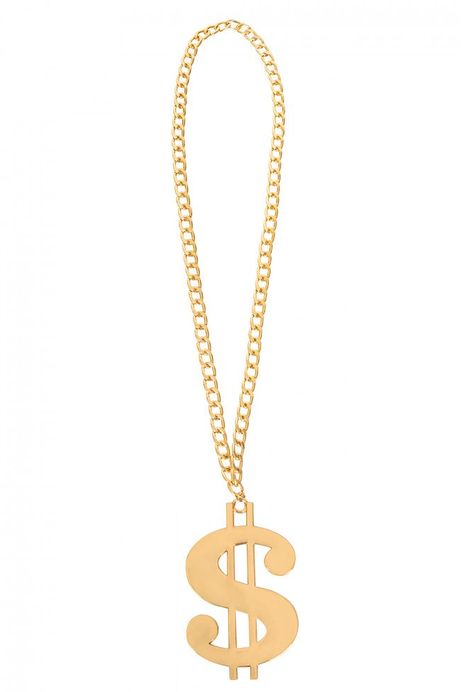Dollar ketting 12 cm goud gangster