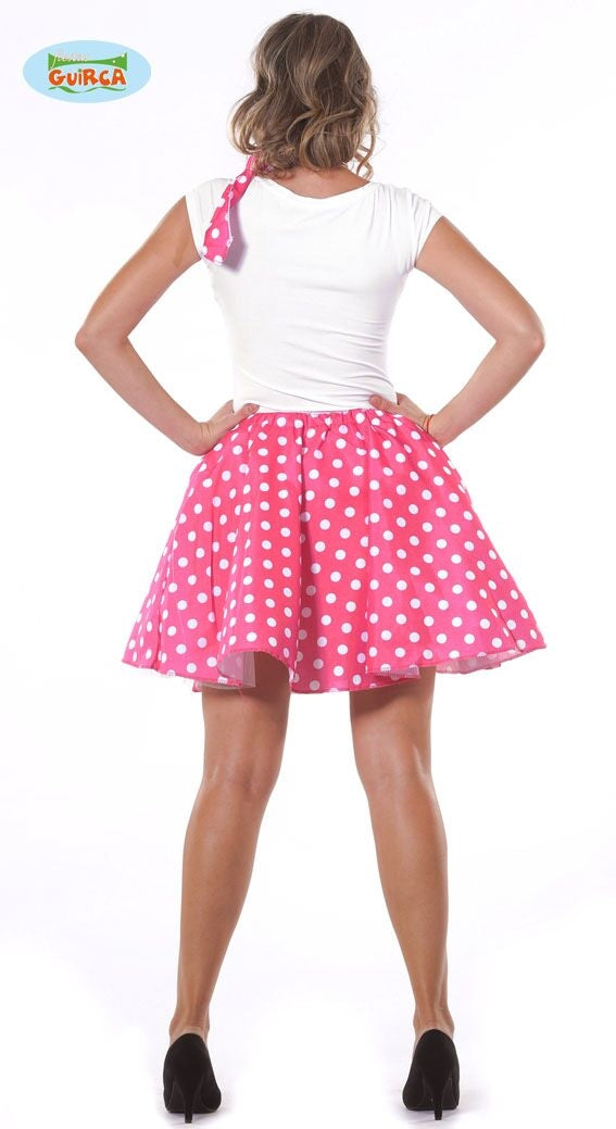 jaren 60 rok stippen roze
