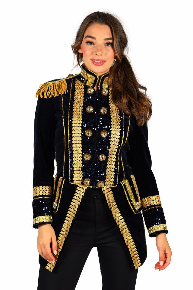 Luxe carnavalsjas dames blauw