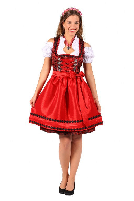 Dirndl Jurk Nadina Zwart-Rood