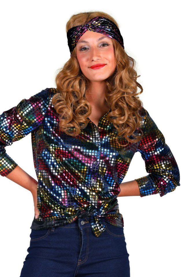 gekleurde dames discoblouse