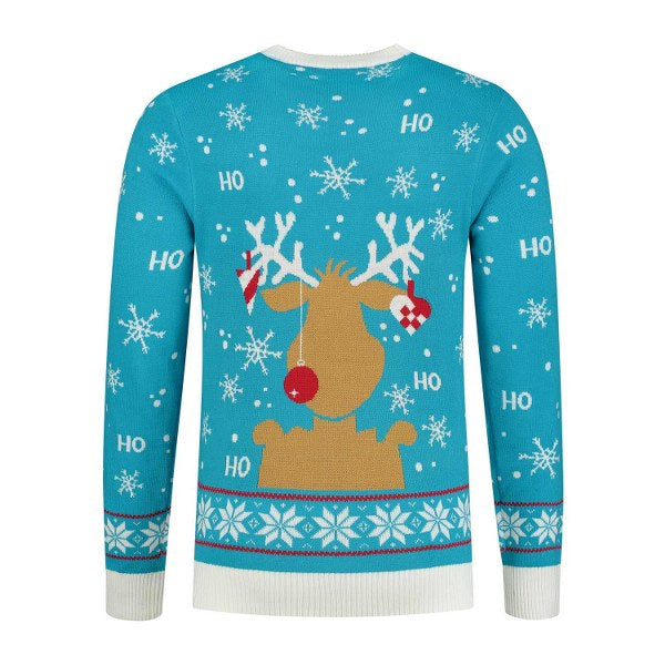 Blauwe kersttrui Rudolf