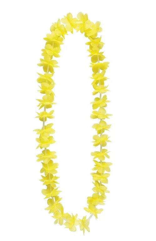 Gele Hawaii slinger van kunstbloemen, feestaccessoire voor themafeest of carnaval