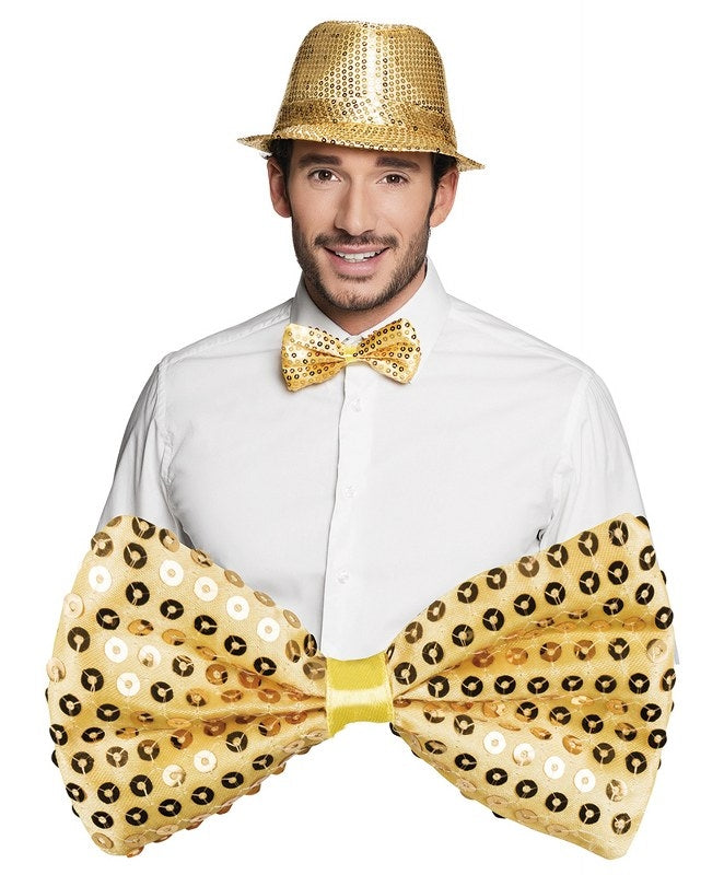 Vlinderstrik goud met Pailletten