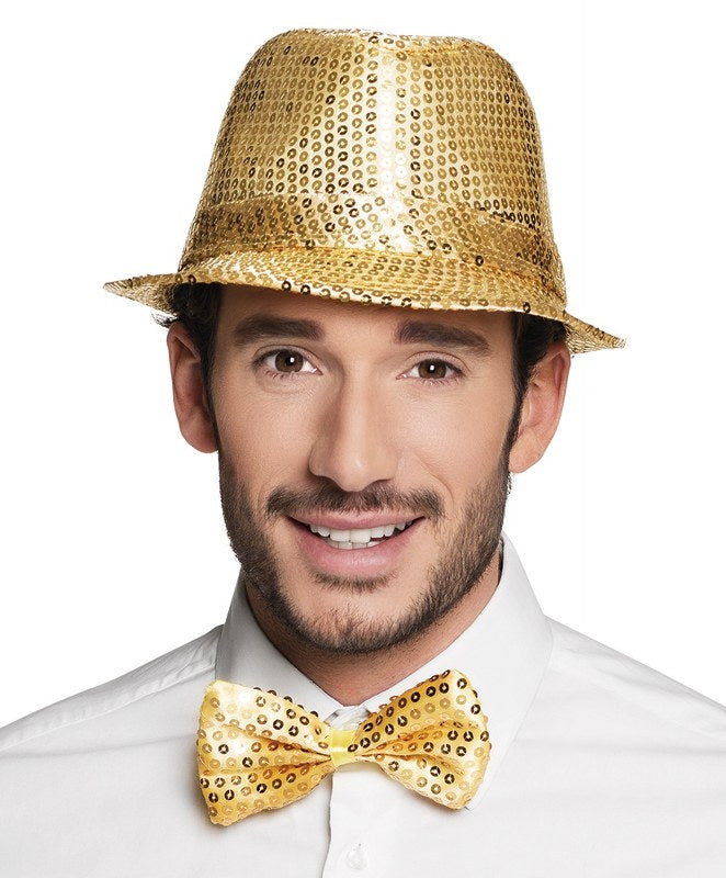 Vlinderstrik goud met Pailletten