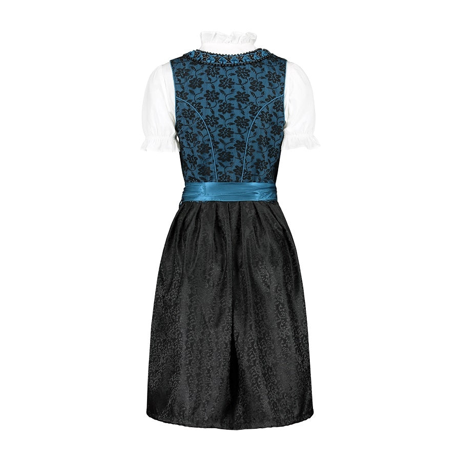 dirndl jurk blauw met zwart