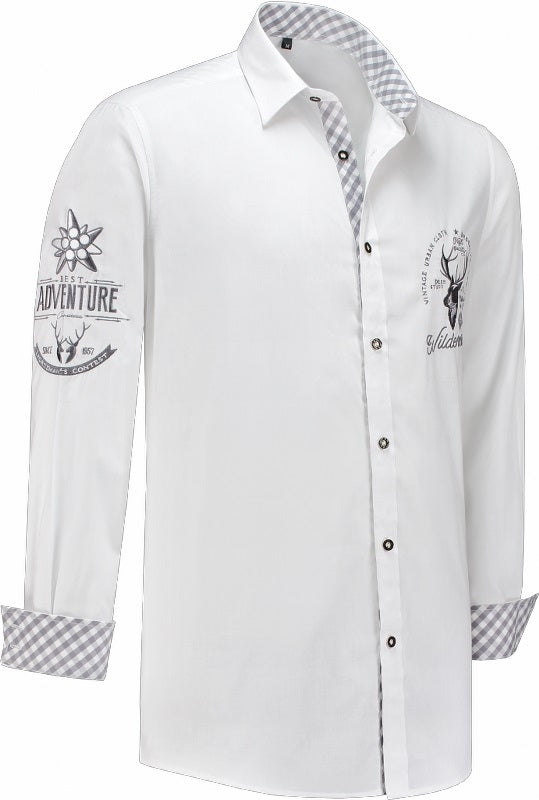 Trachten Blouse Wit met Grijs luxe
