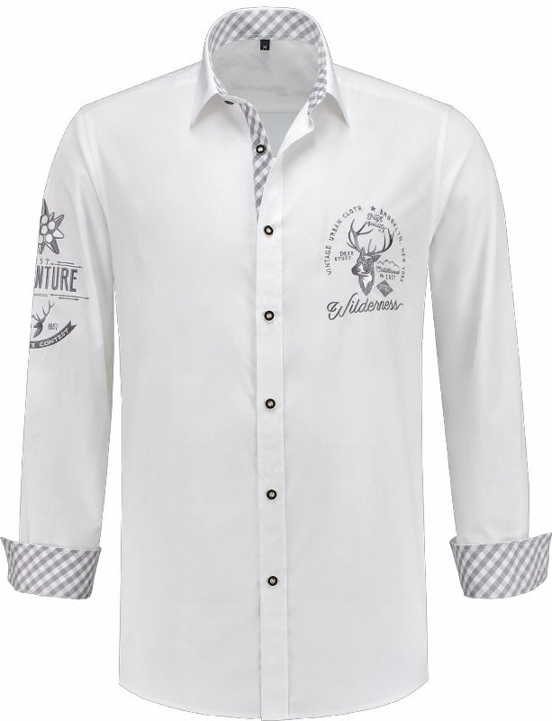 Trachten Blouse Wit met Grijs luxe