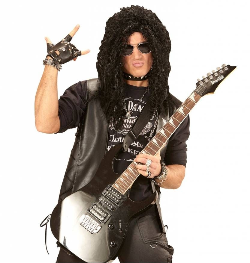 zwarte rocker pruik