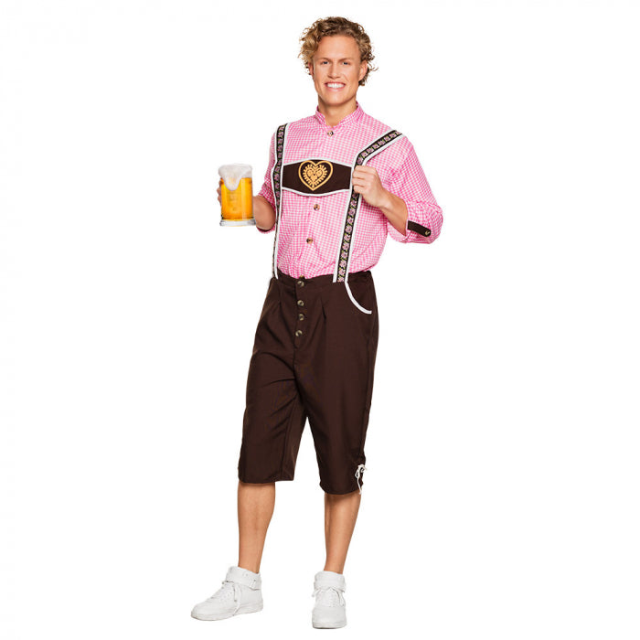 lederhose met roze blouse