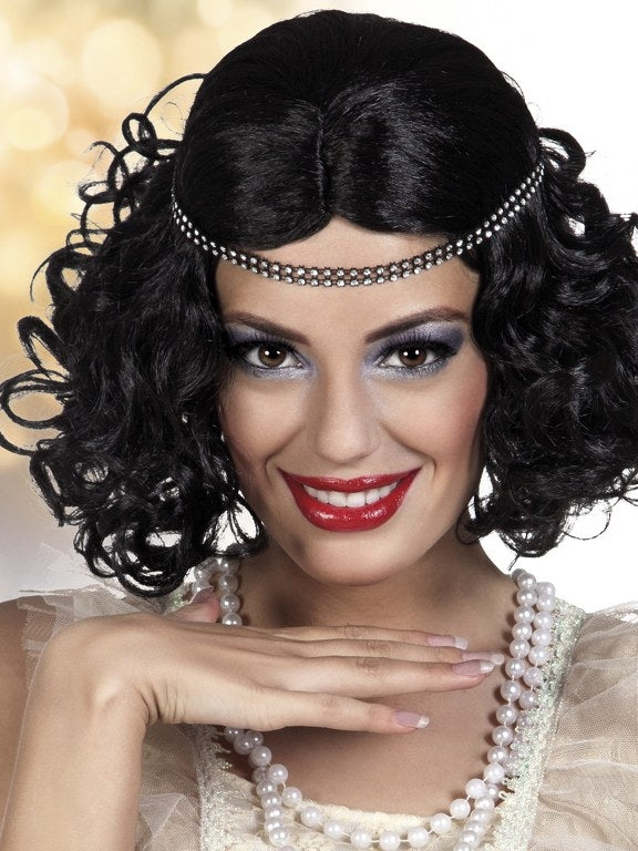 Zwarte Flapper pruik Charleston