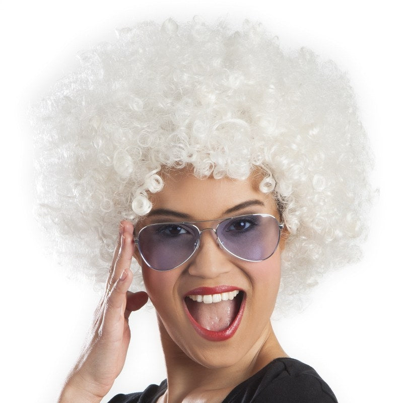 witte afro disco pruik