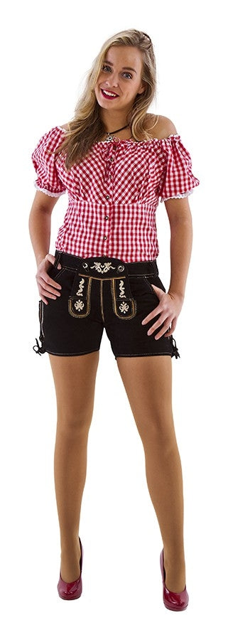 Korte Lederhose Dames Zwart Leer