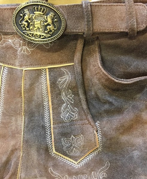 Lederhose Antiek Grijs Luxe Kort