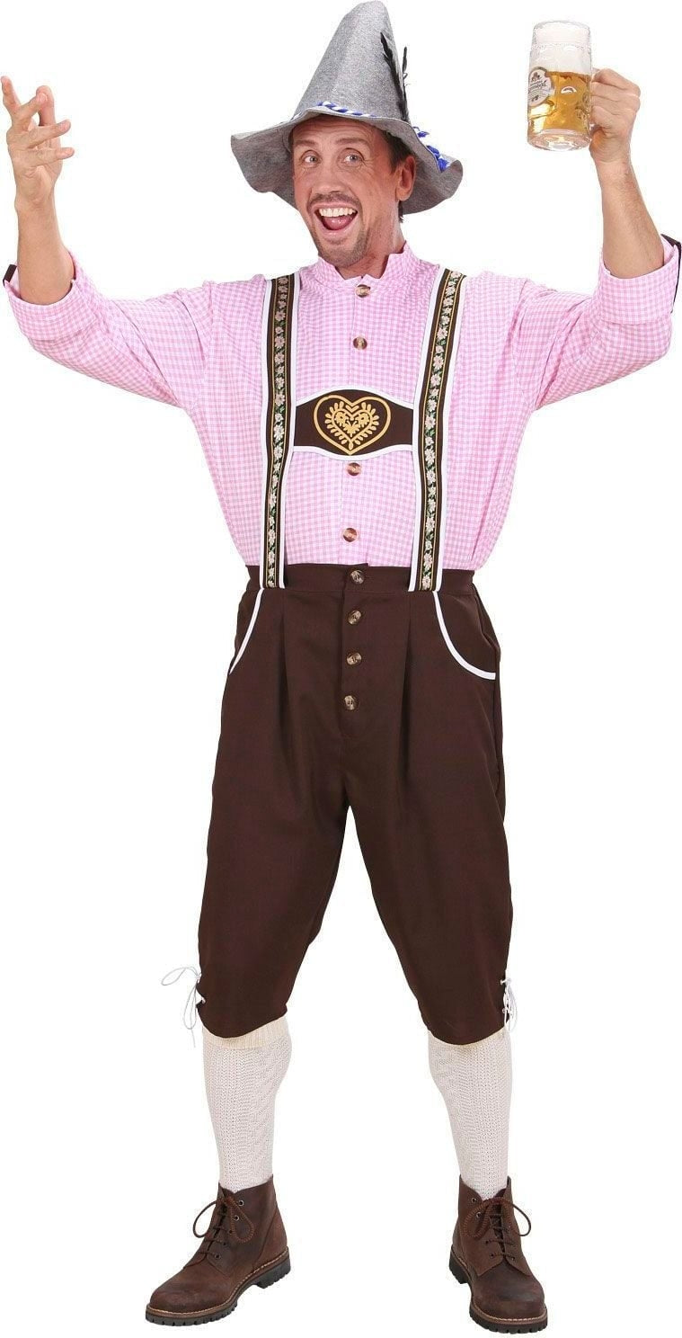 lederhose met roze blouse