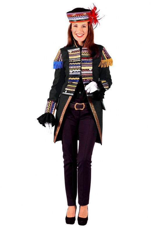 Dames Carnavalsjas Ribbon Chaos Zwart