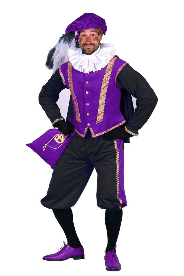 Luxe pietenpak paars zwart