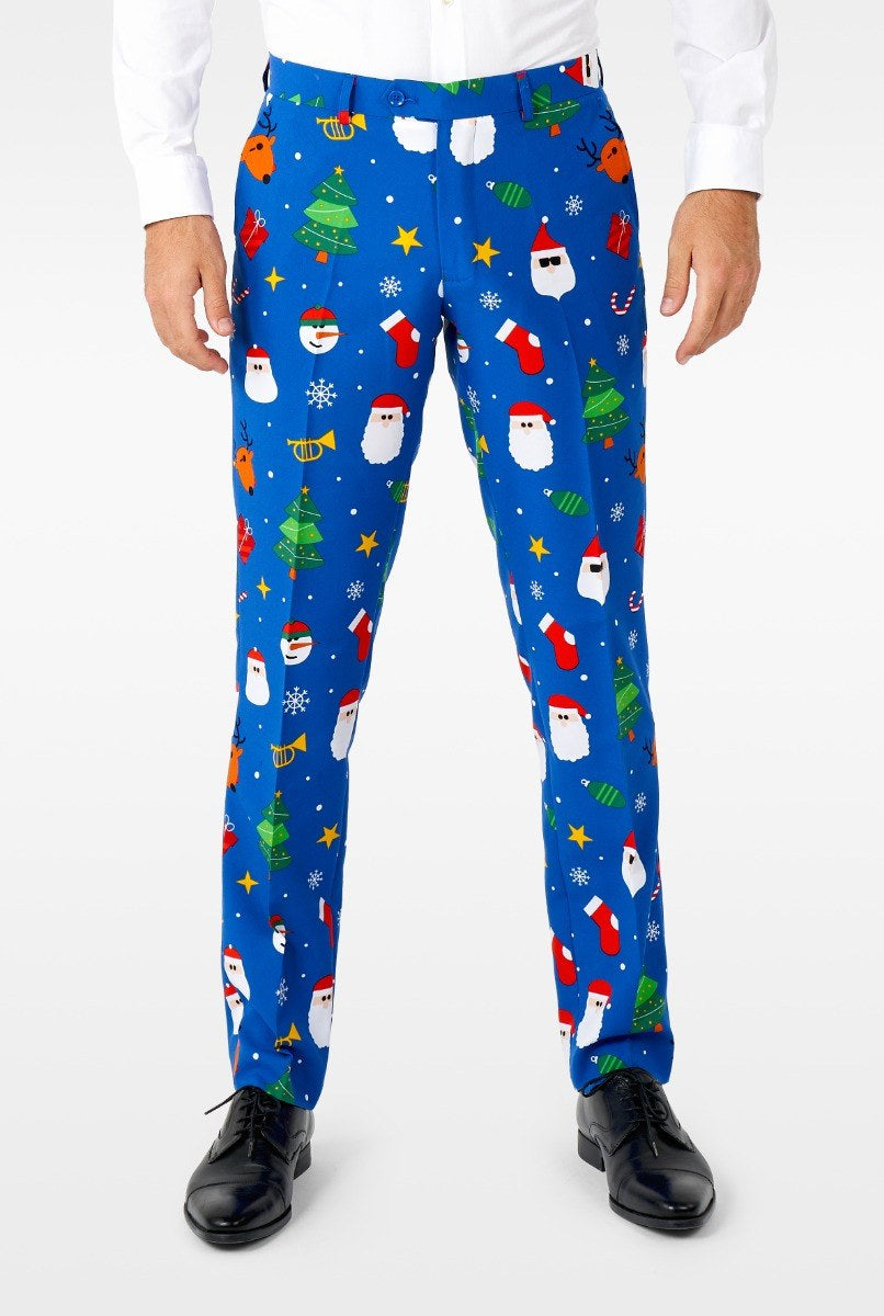 SLimfit kerstkostuum festivity blue